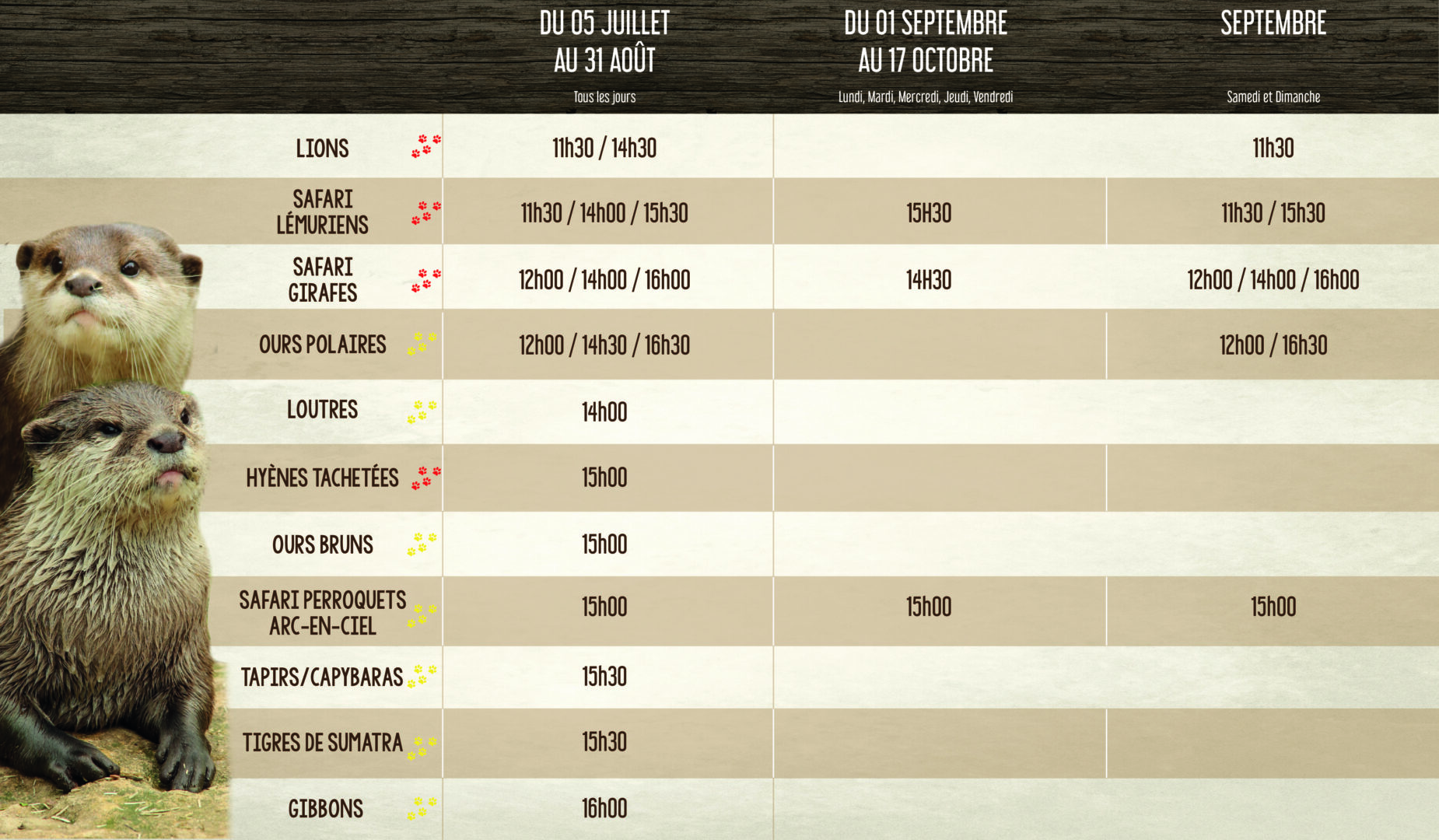 horaires de goûter du parc zoologique CERZA Normandie