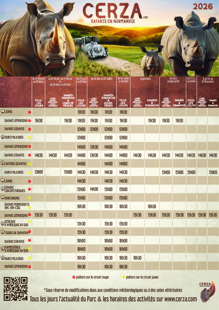 horaires goûter des animaux parc zoologique CERZA
